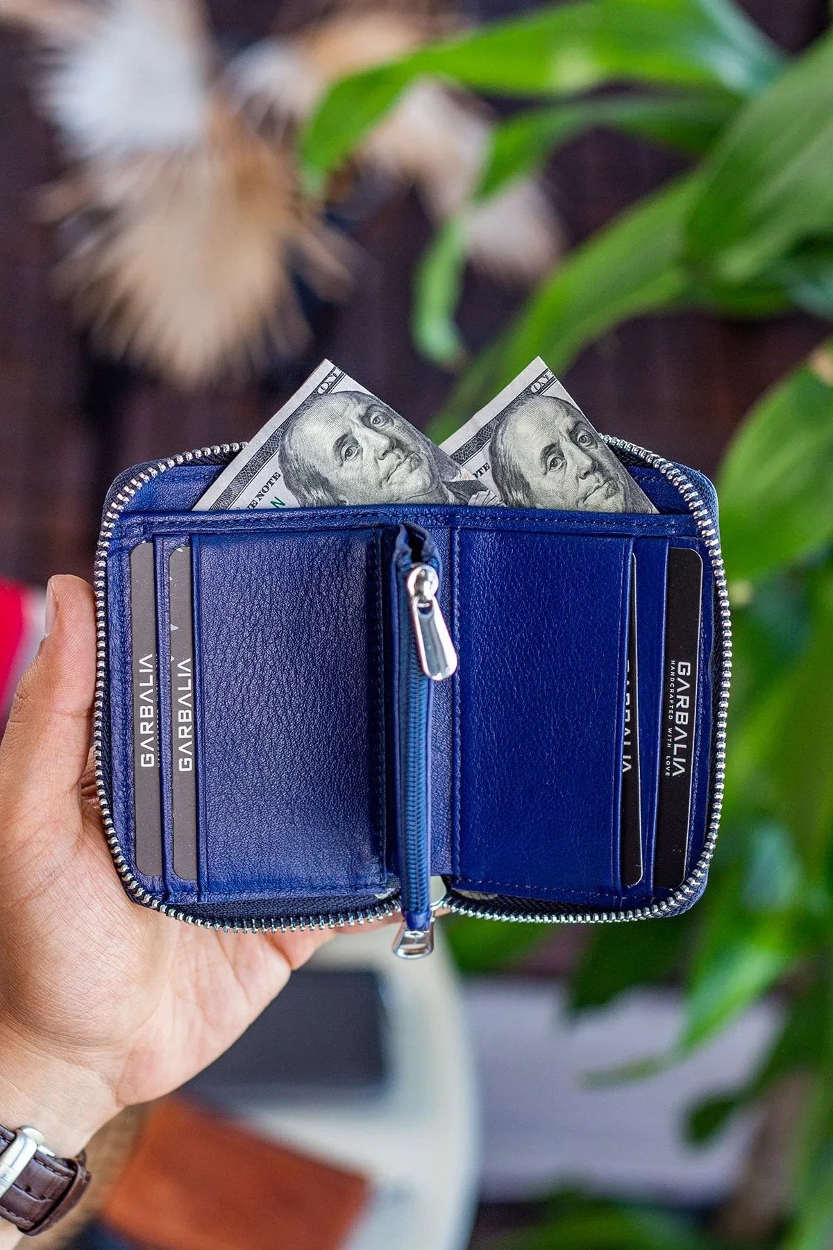 Portefeuille unisexe en cuir véritable Crazy Leather zippé avec porte-monnaie – Taba Sydney - Justyol