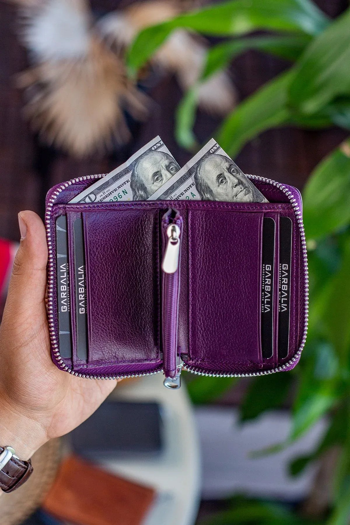 Portefeuille unisexe en cuir véritable Crazy Leather zippé avec porte-monnaie – Taba Sydney - Justyol
