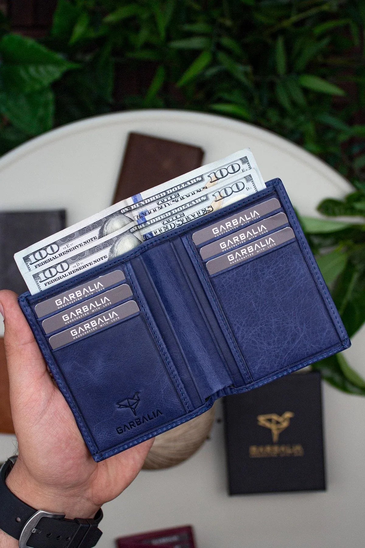 Porte-cartes en cuir véritable vintage marron – Utah - Justyol