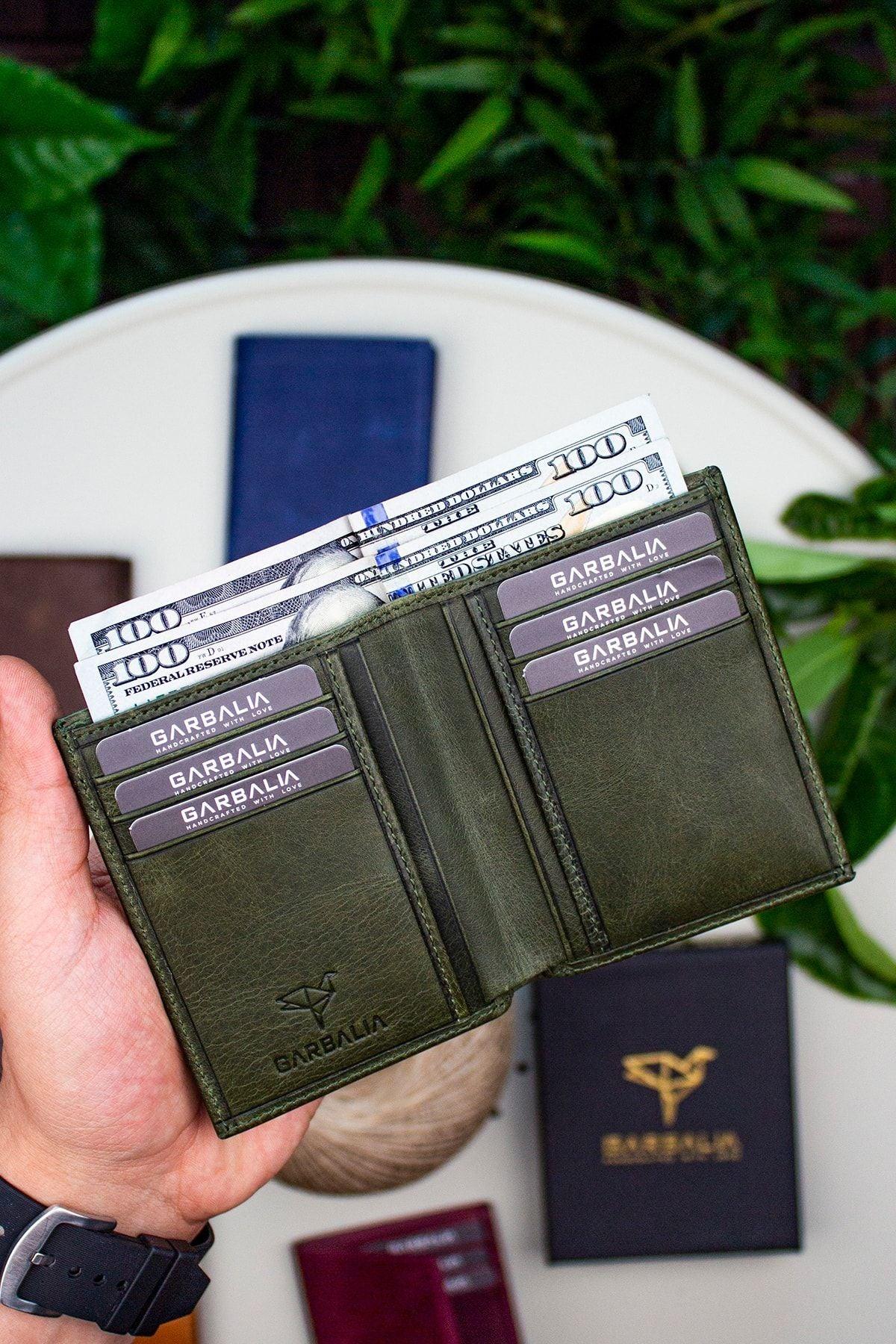 Porte-cartes en cuir véritable vintage marron – Utah - Justyol