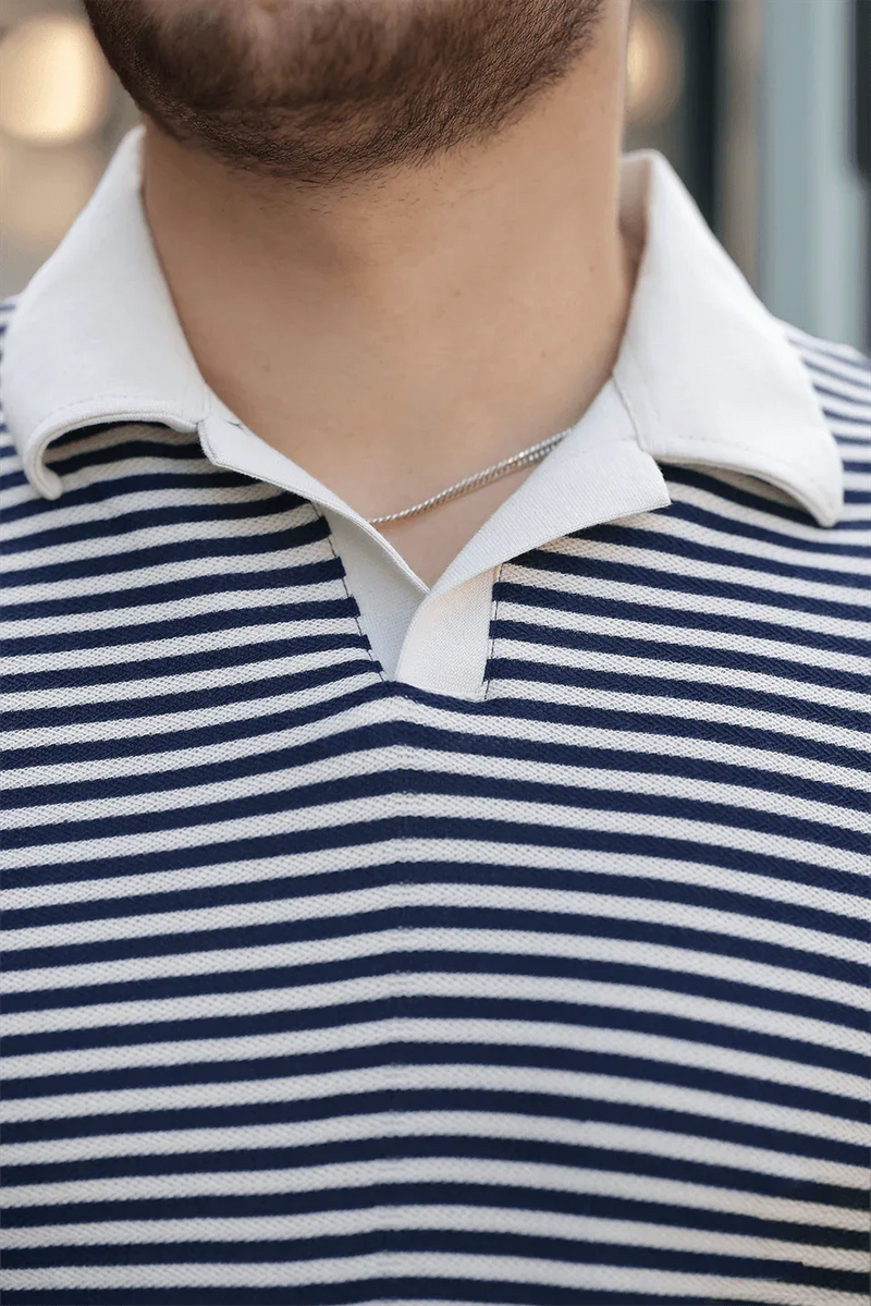 polo homme à rayures tricotées confortable