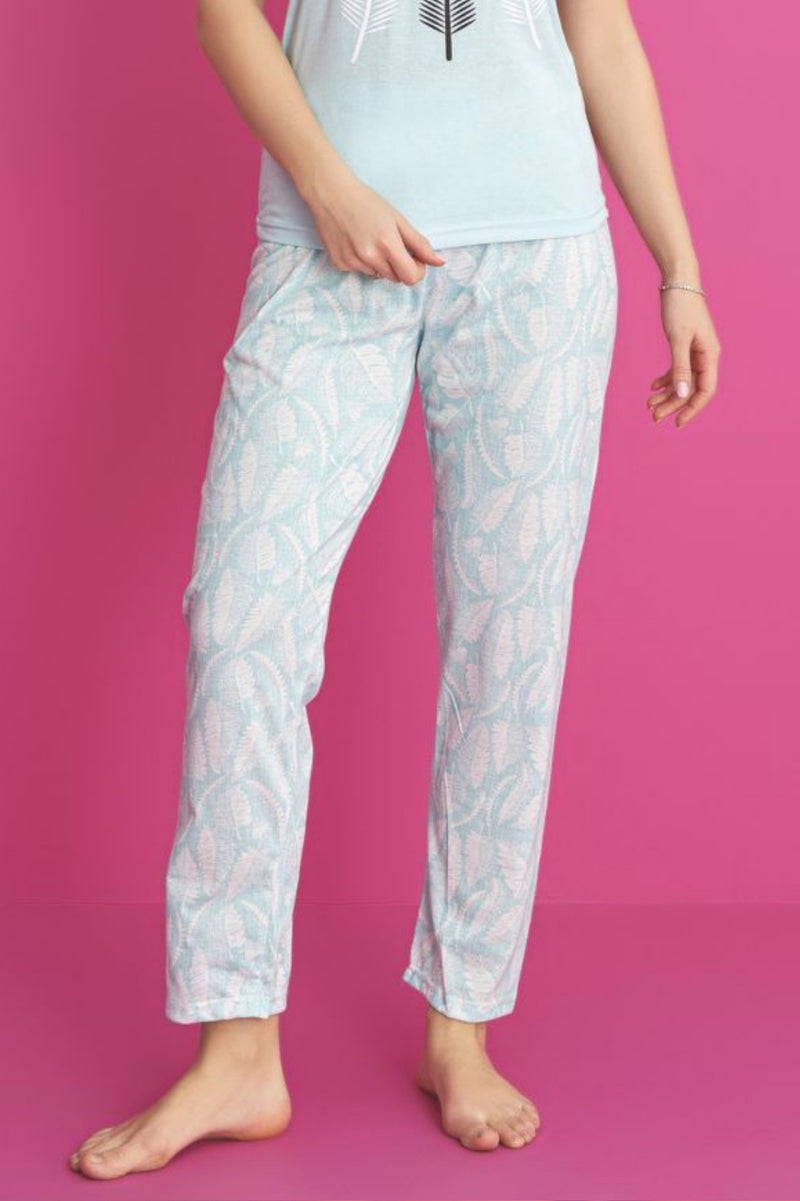 Pyjama femme 100% coton Palm Leaf – Ensemble printemps confortable et respirant