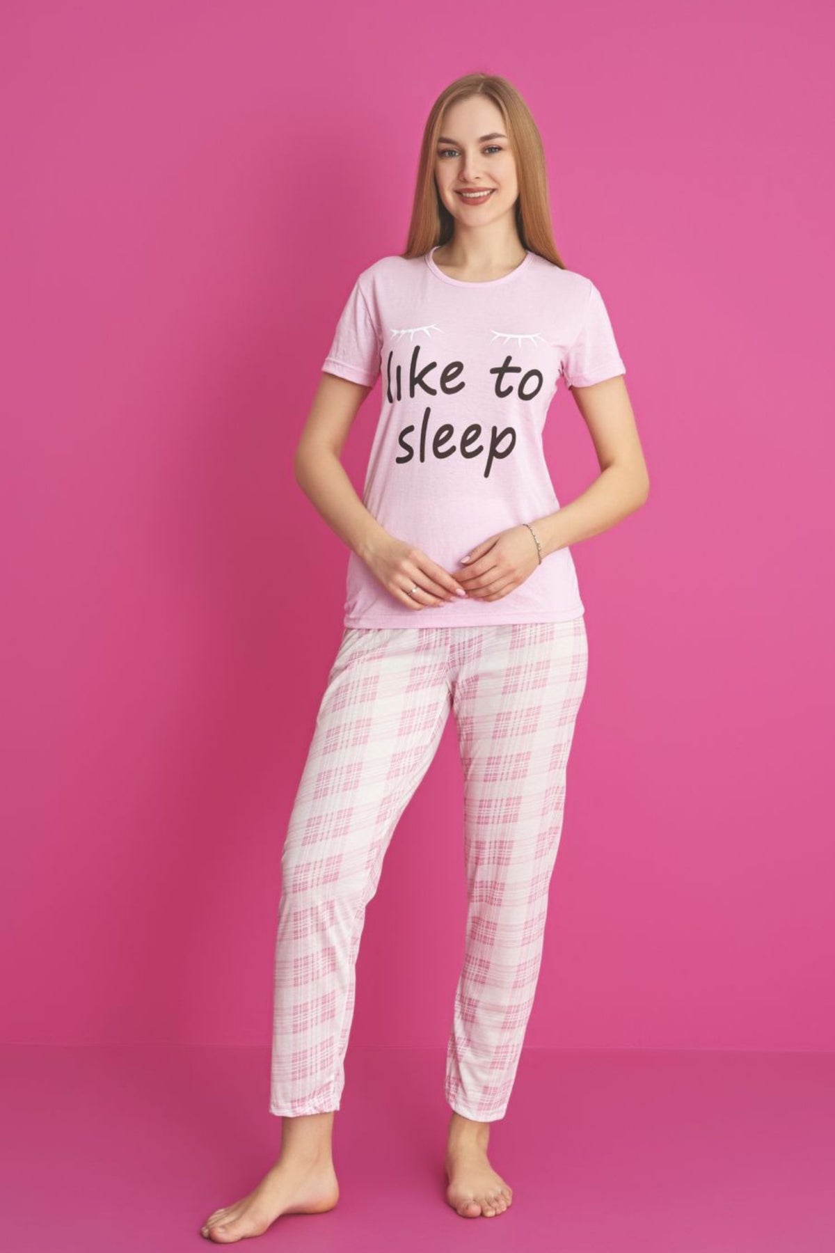 dreamy pamuklu desenli kisa kollu pijama takimi - Justyol