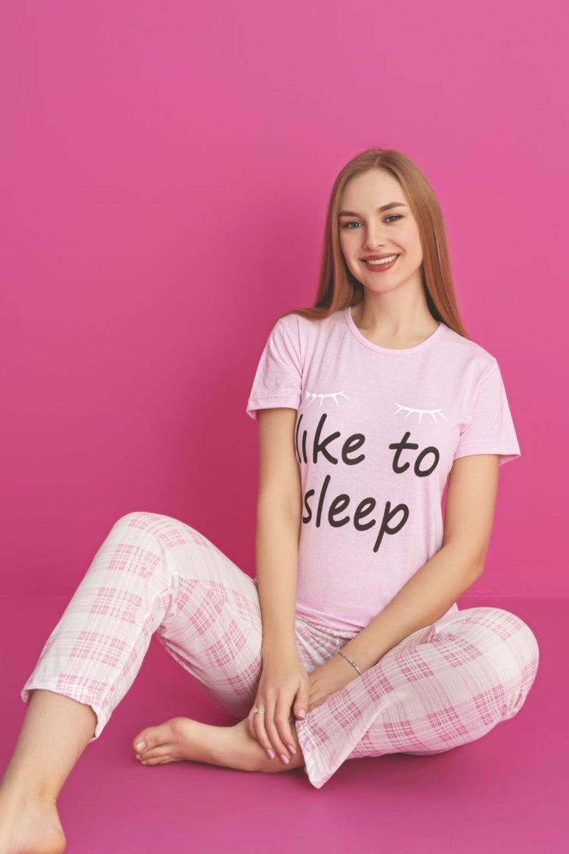 Pyjama femme 100% coton Palm Leaf – Ensemble printemps confortable et respirant