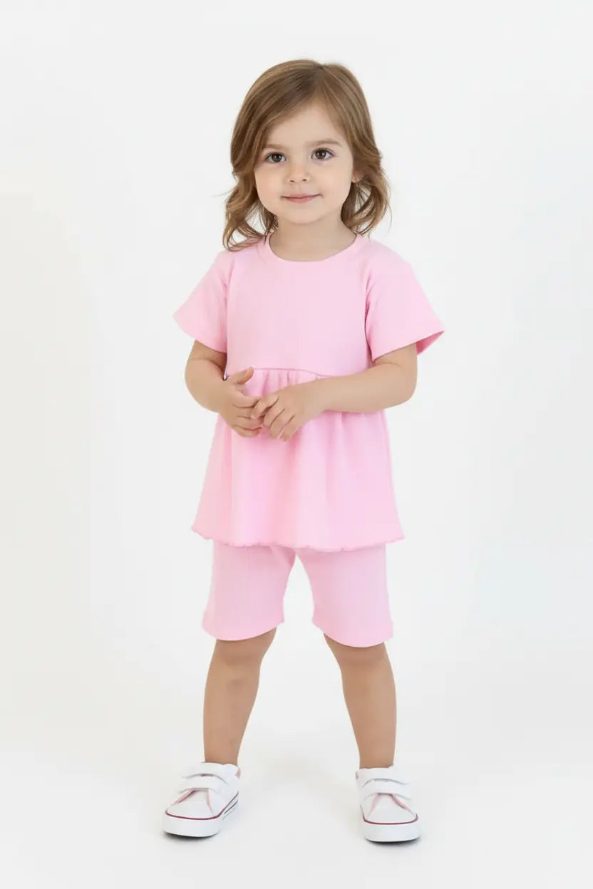 طقم بناتي بشورت مزين بالكشكش من MiaBaby
