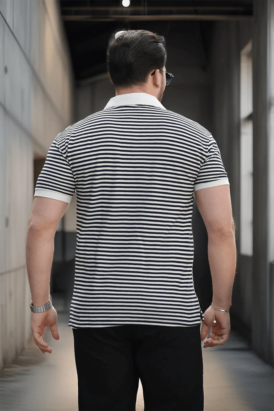 polo homme à rayures tricotées confortable - Justyol