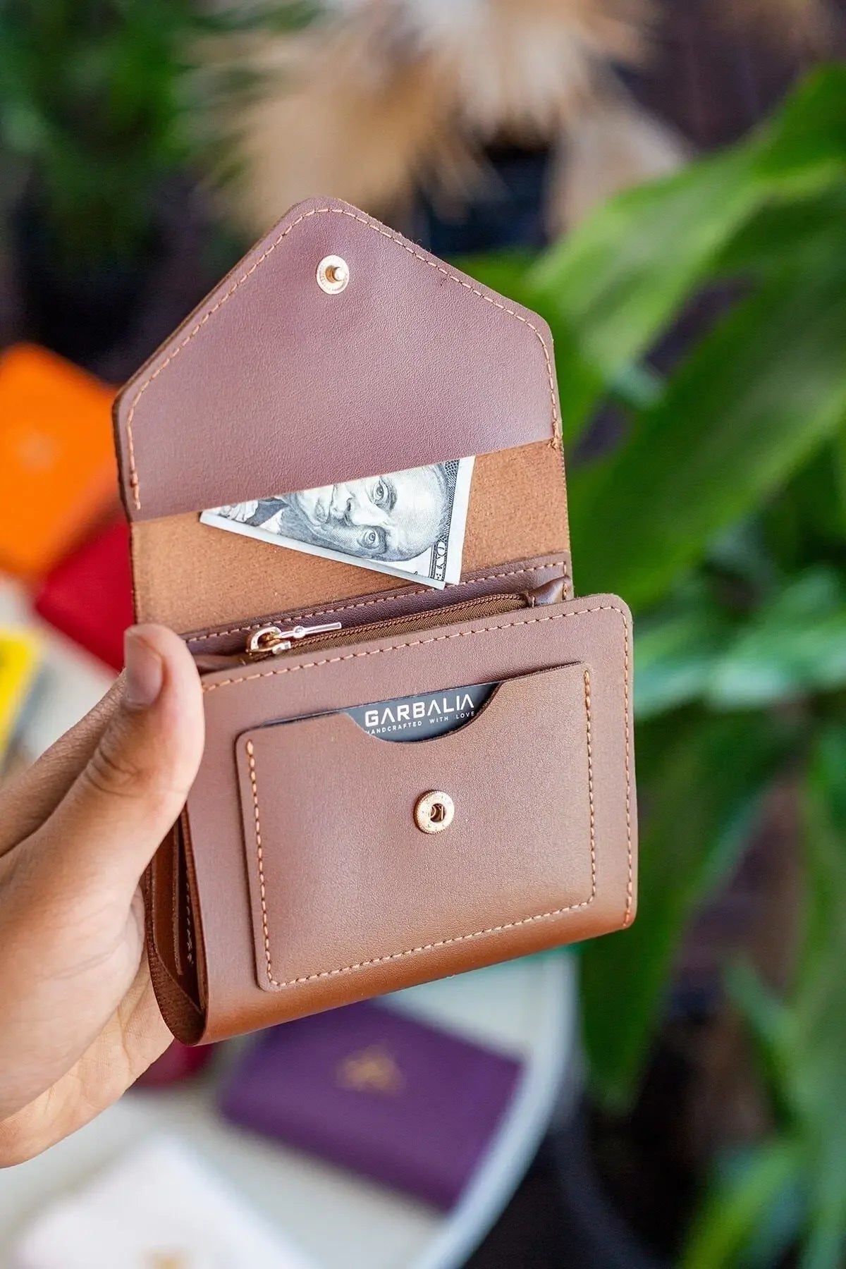 Portefeuille Femme Mini Violet Prune en Cuir Vegan avec Porte-Monnaie et Multi-Compartiments Cartes - Justyol