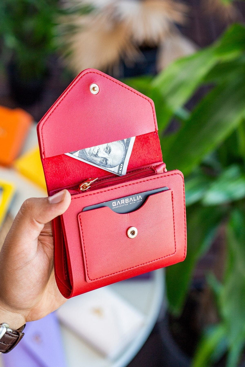 Portefeuille Femme Mini Violet Prune en Cuir Vegan avec Porte-Monnaie et Multi-Compartiments Cartes