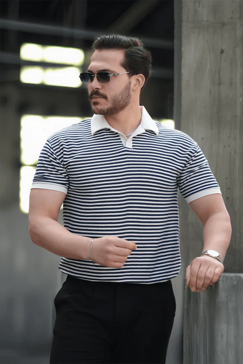 polo homme à rayures tricotées confortable