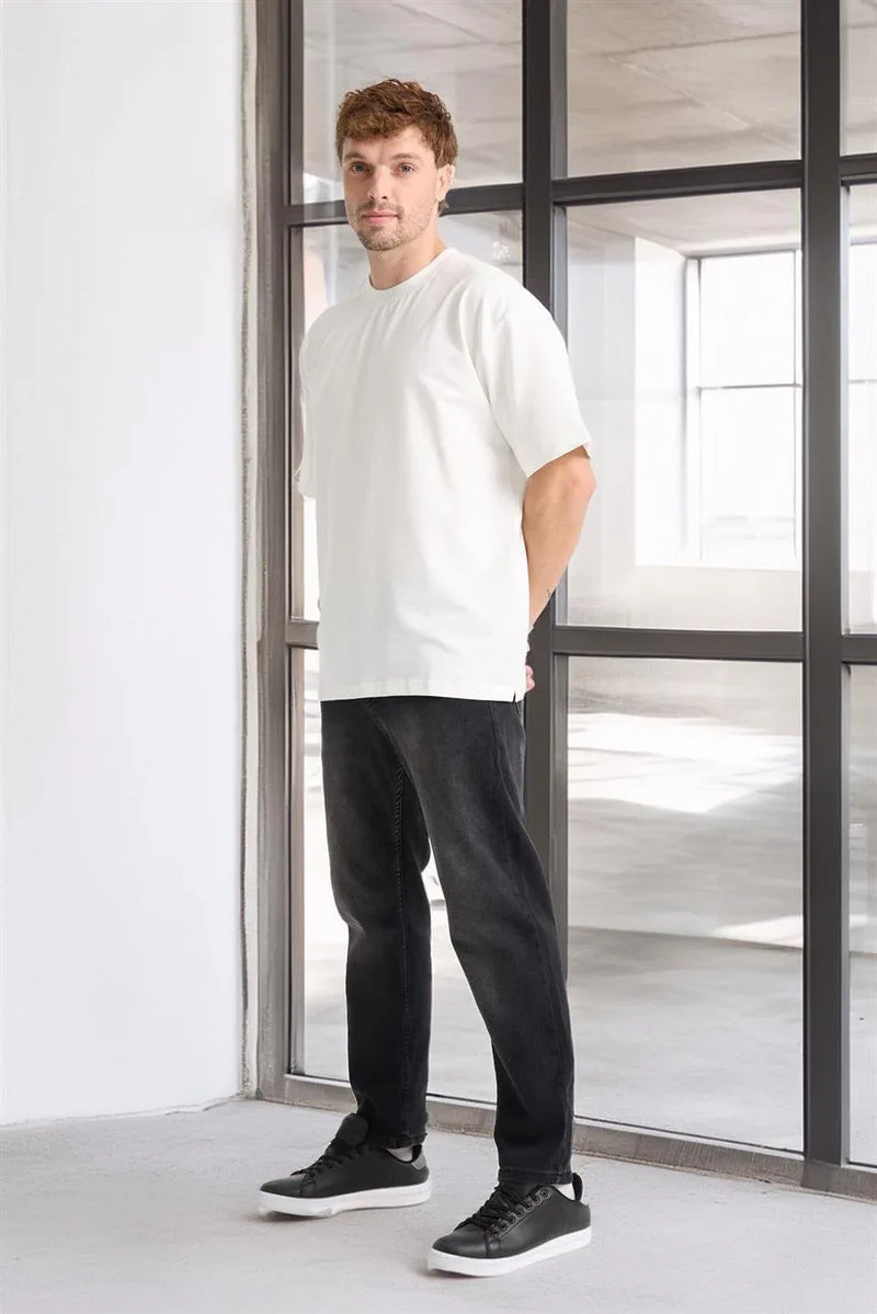 T-shirt homme oversize en coton col rond basique
