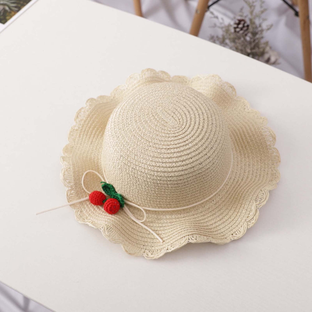 Chapeau paille fille avec nœud dentelle été