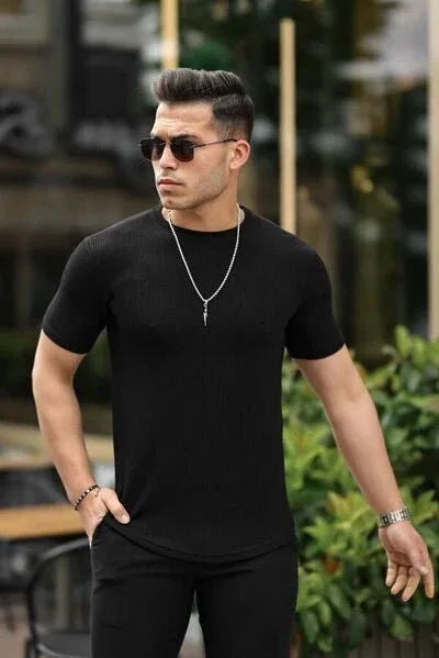t‑shirt homme texturé rayé fit - Justyol