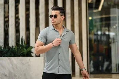 Chemise homme fit à motif gaufré manches courtes - Justyol