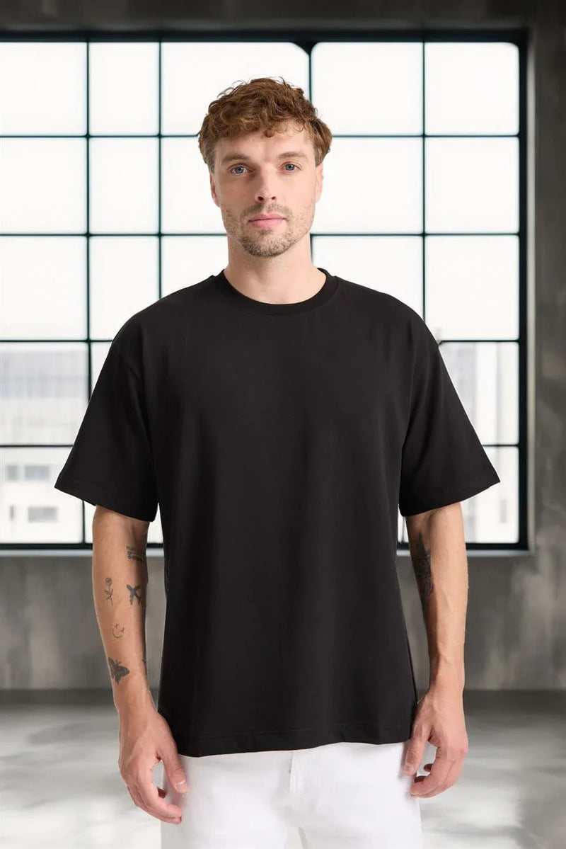 T-shirt homme oversize en coton col rond basique