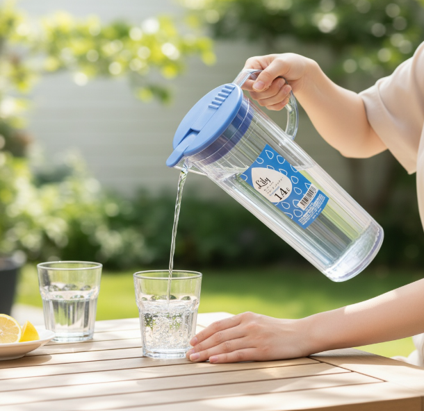Carafe Filtrante d’Eau 1.4L avec Filtre et Couvercle