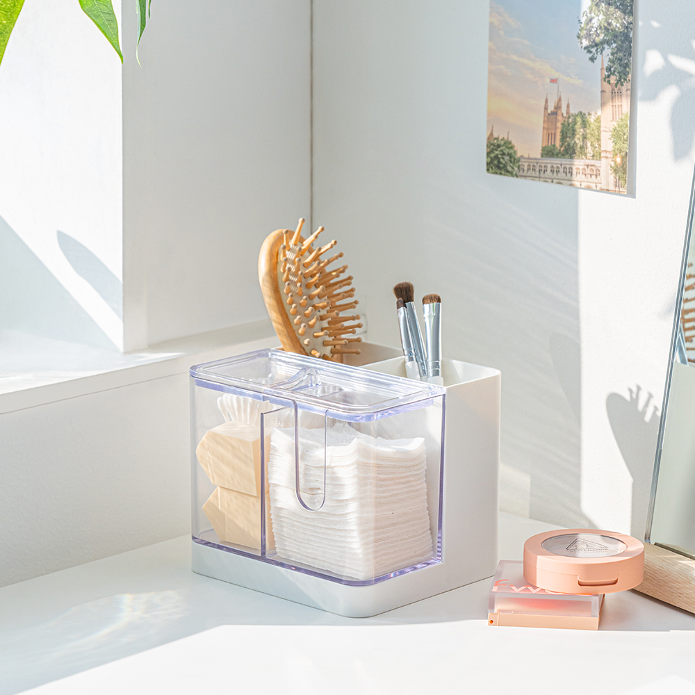 Organisateur de Pinceaux de Maquillage FRANCO - Boîte de Rangement Cosmétique Transparente -