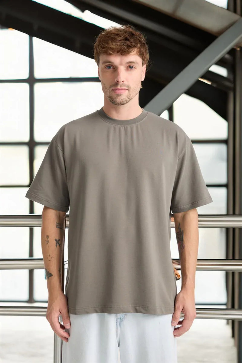 T-shirt homme oversize en coton col rond basique