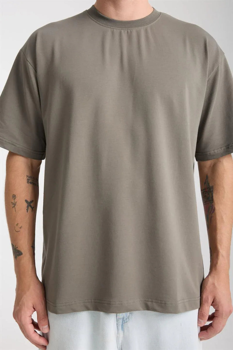 T-shirt homme oversize en coton col rond basique