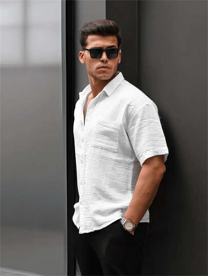 Chemise homme oversize en mousseline coton avec poche