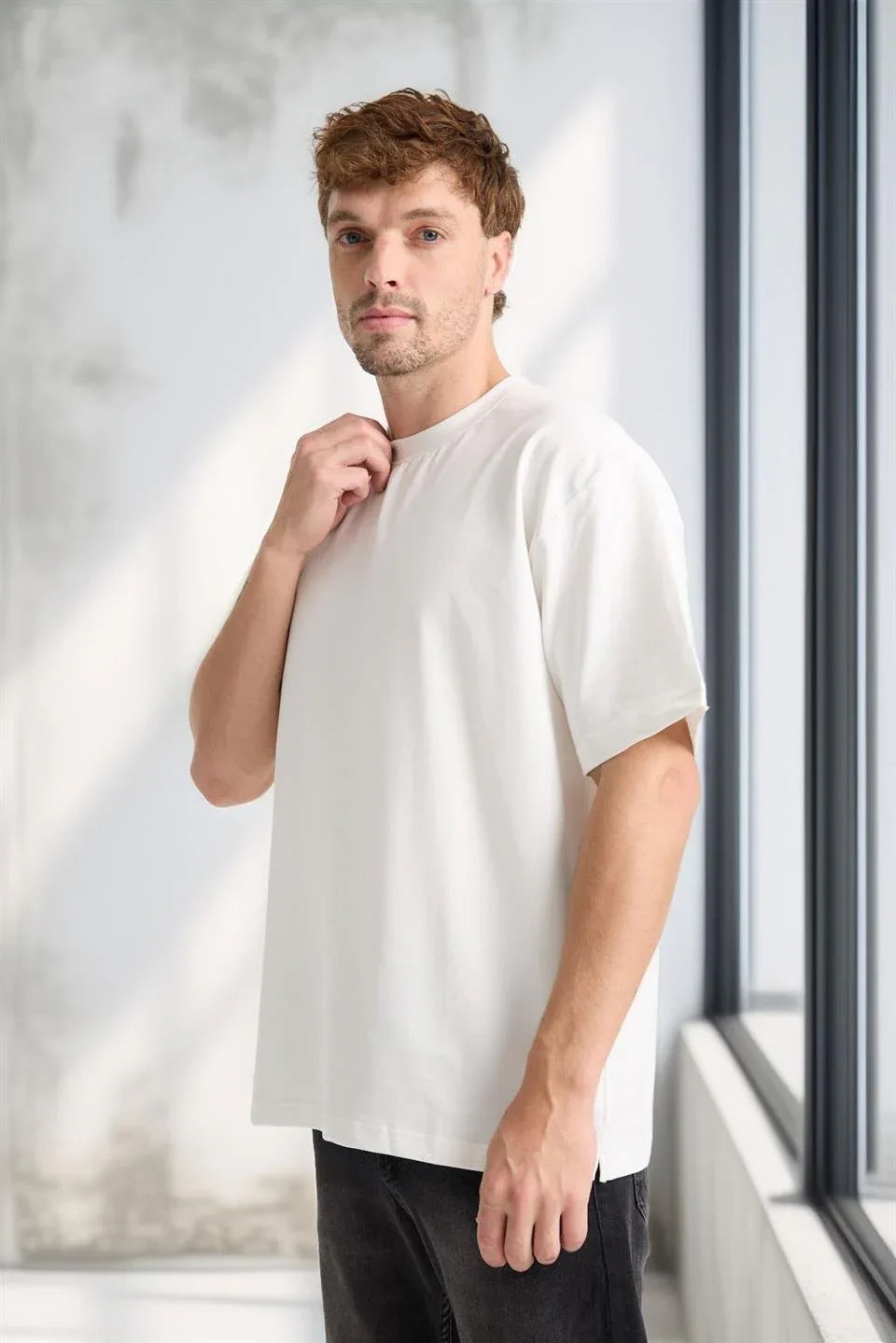 T-shirt homme oversize en coton col rond basique - Justyol