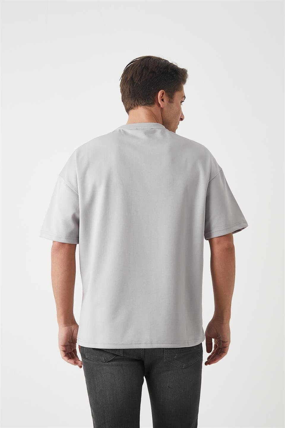 panel detayli basic oversize erkek t-shirt - Justyol