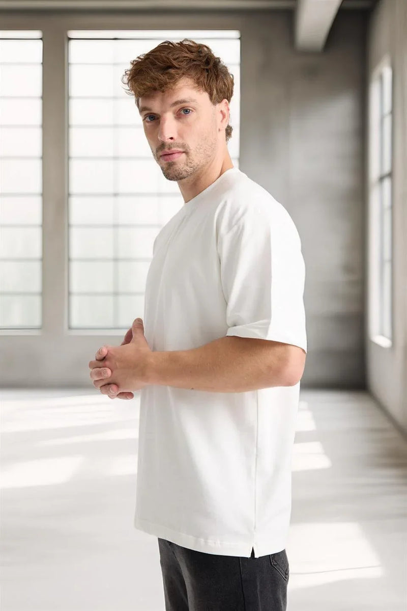 T-shirt homme oversize en coton col rond basique