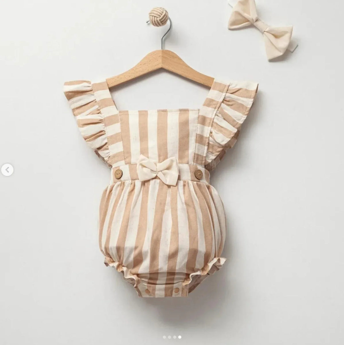 Barboteuse bébé fille à rayures avec nœud - Justyol