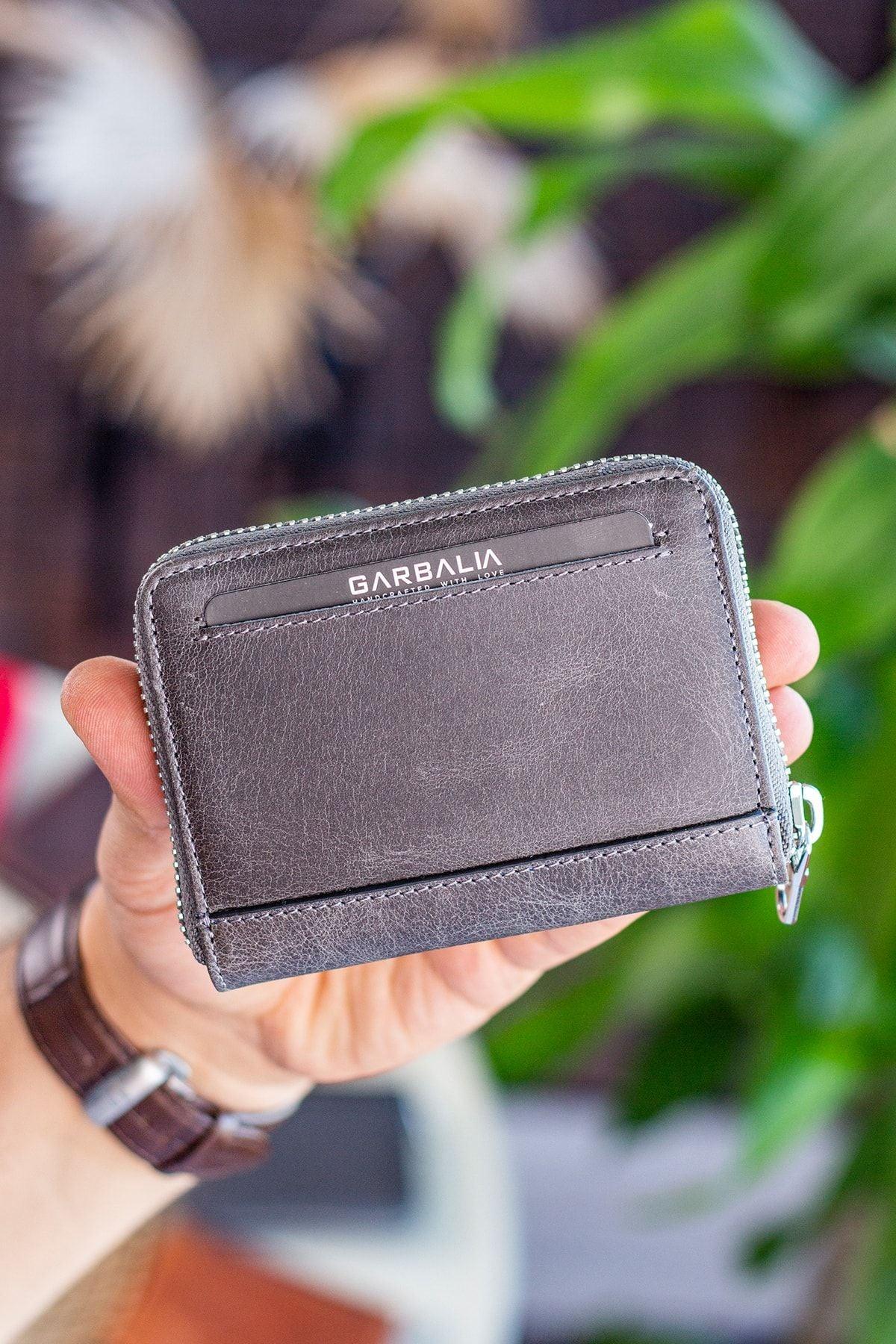 Portefeuille unisexe en cuir véritable Crazy Leather zippé avec porte-monnaie – Taba Sydney - Justyol
