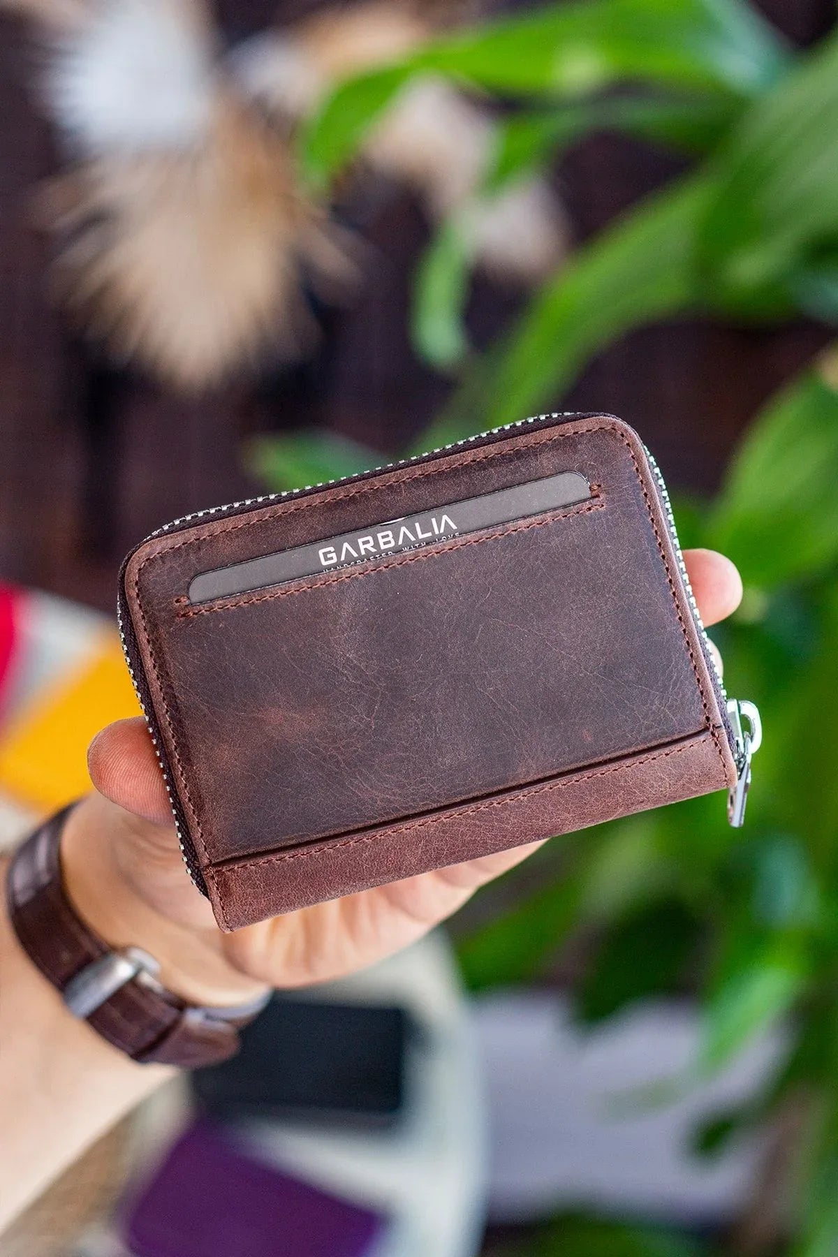 Portefeuille unisexe en cuir véritable Crazy Leather zippé avec porte-monnaie – Taba Sydney - Justyol