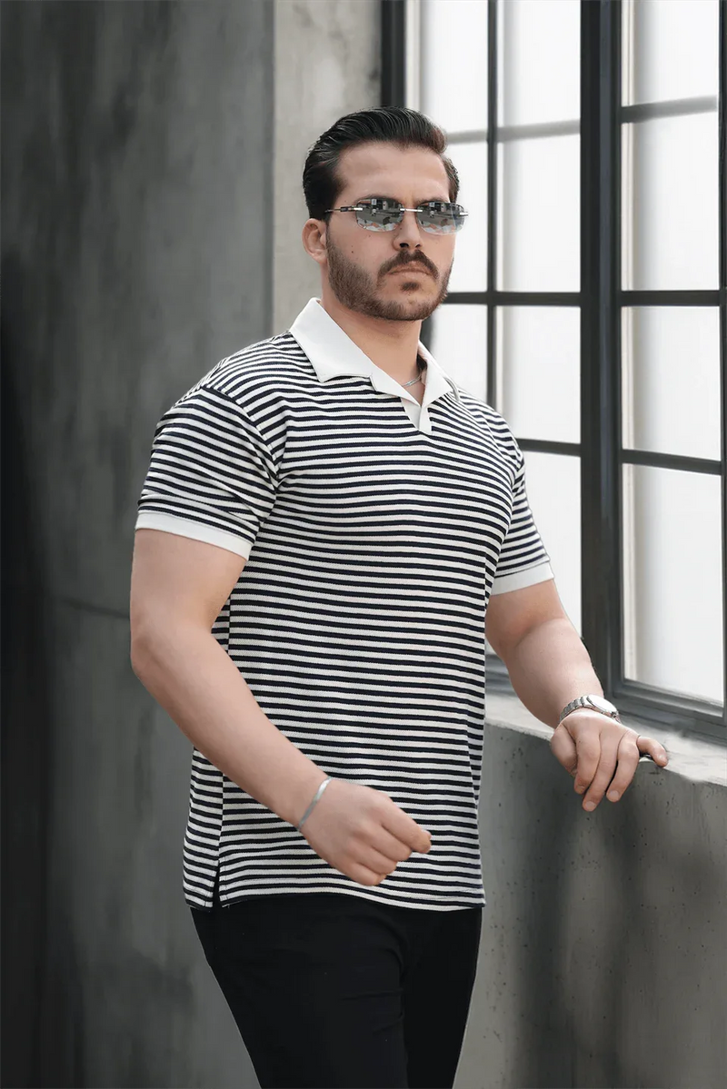 polo homme à rayures tricotées confortable