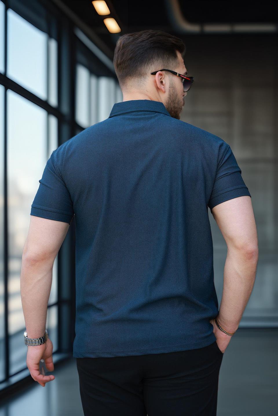 t‑shirt homme polo demi‑zip extensible - Justyol