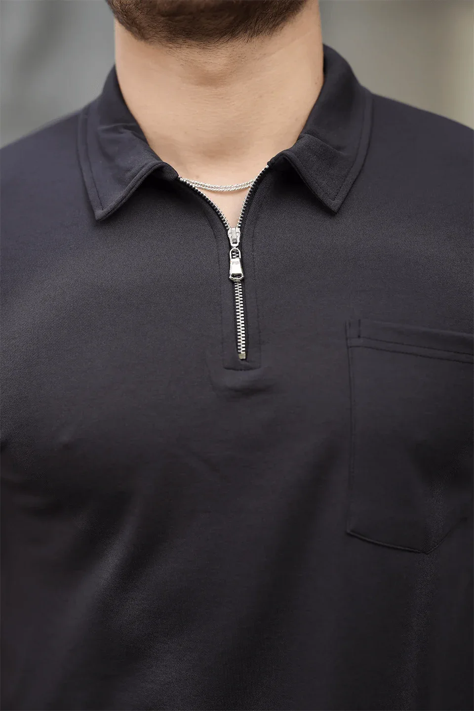 t‑shirt homme demi‑zip poche premium - Justyol