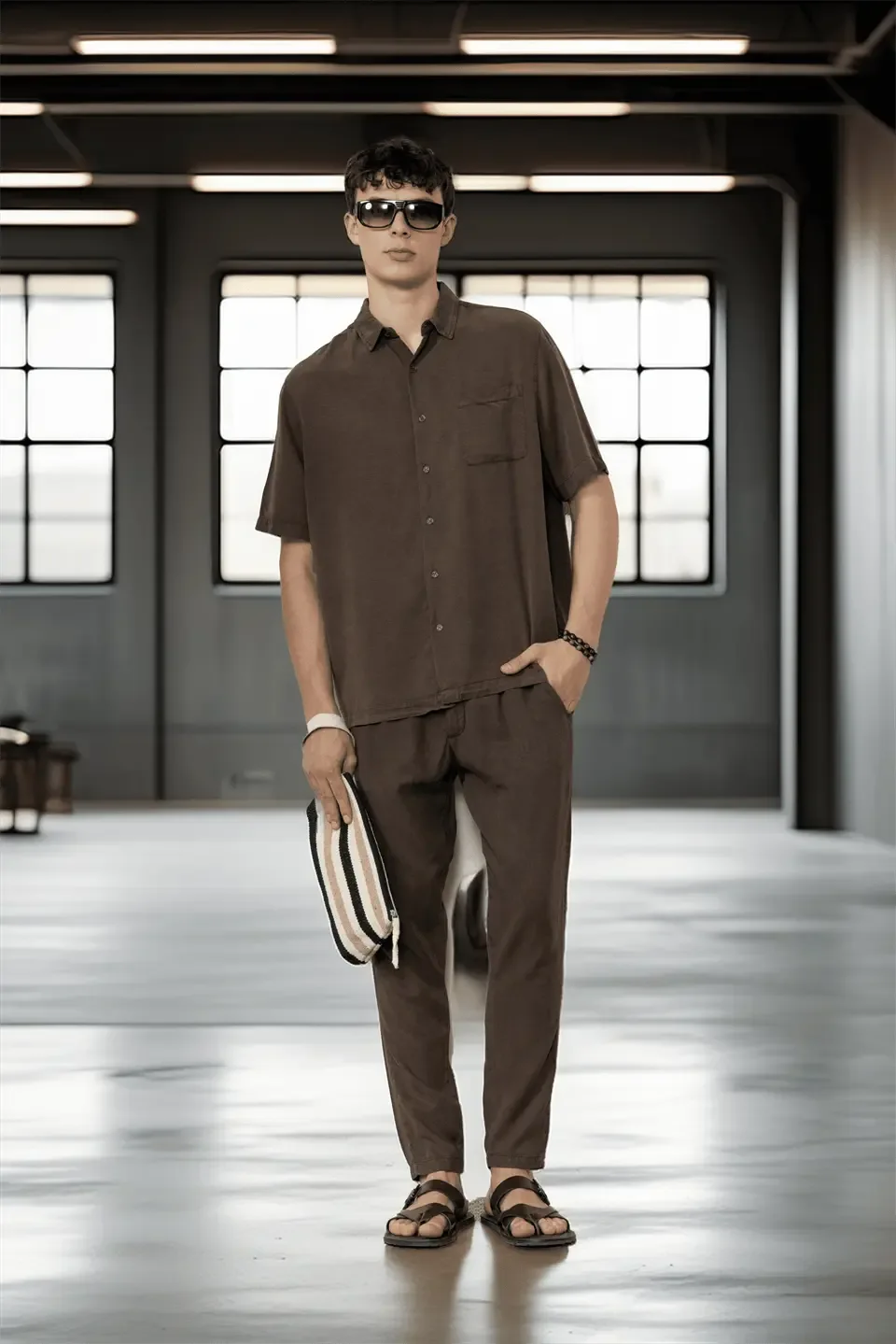pantalon homme coton naturel cordon et zip - Justyol