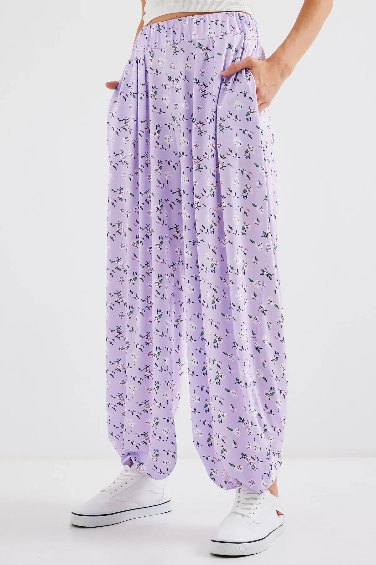 6665 Pantalon sarouel femme à motifs confortable - Justyol