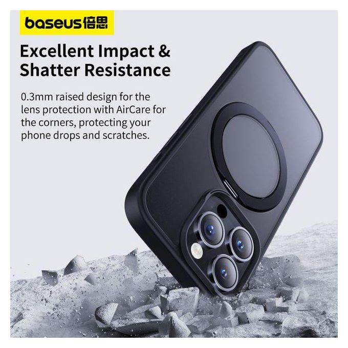 Baseus SkyRing Coque iPhone 15 MagSafe avec Anneau Rotatif 360°
