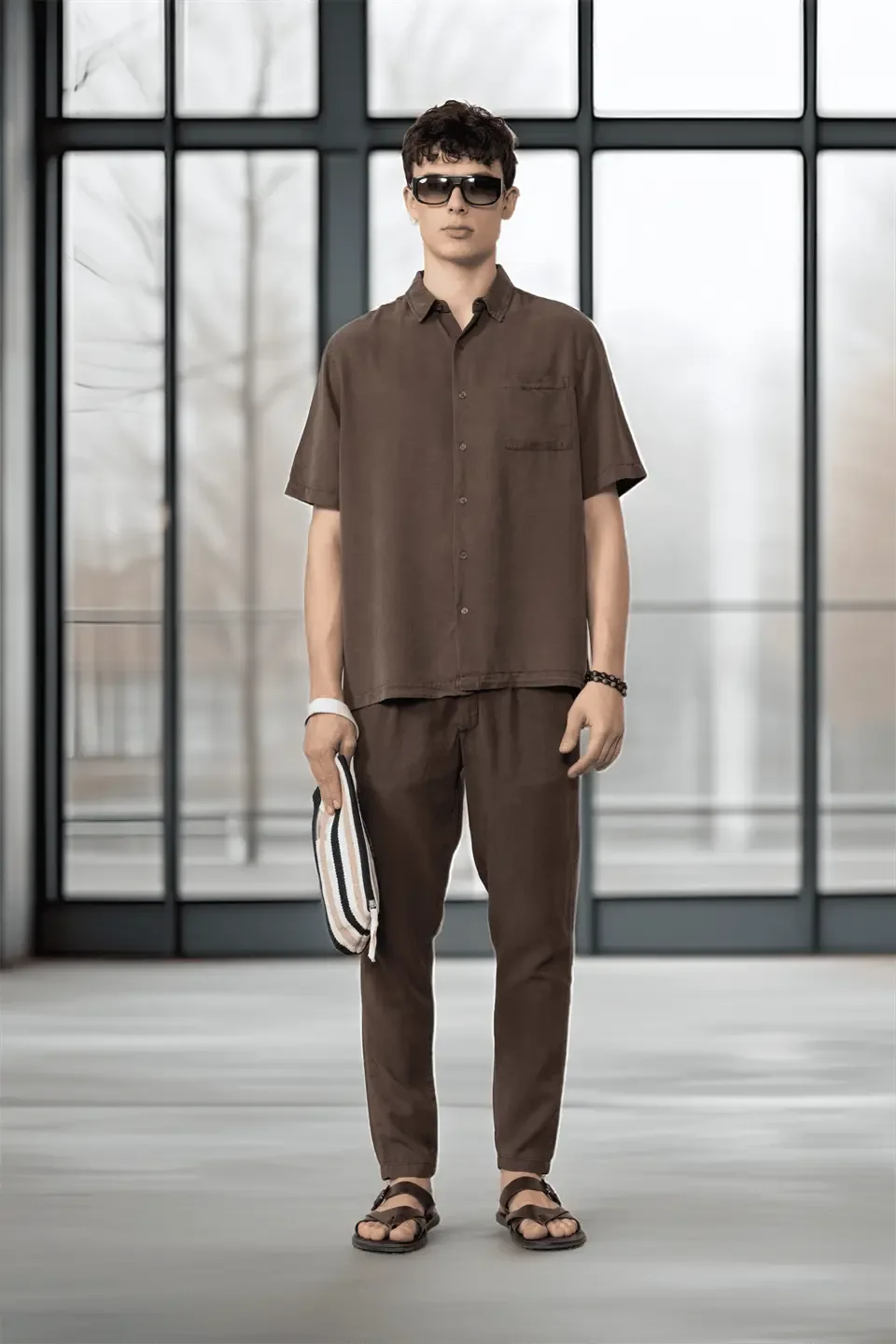pantalon homme coton naturel cordon et zip - Justyol
