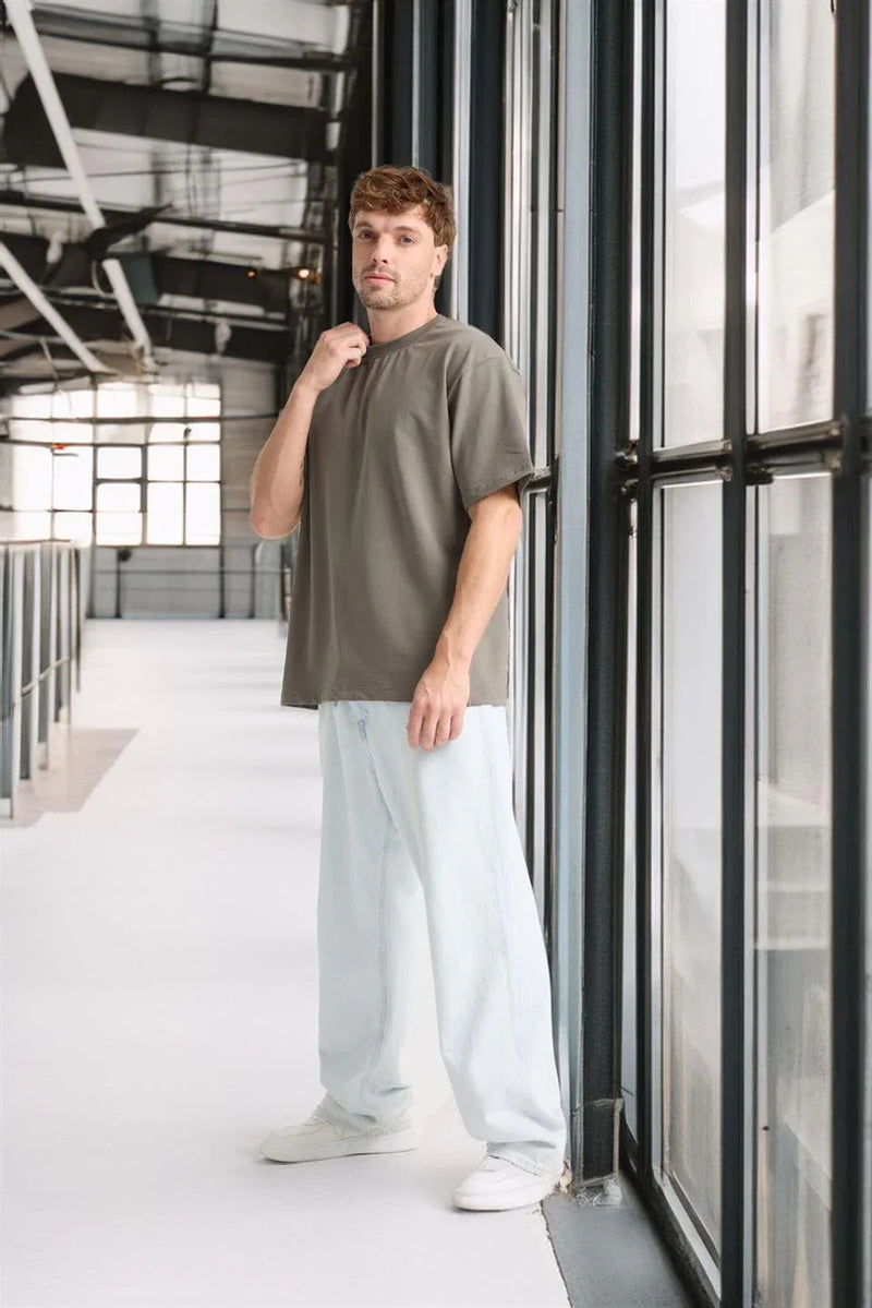 T-shirt homme oversize en coton col rond basique