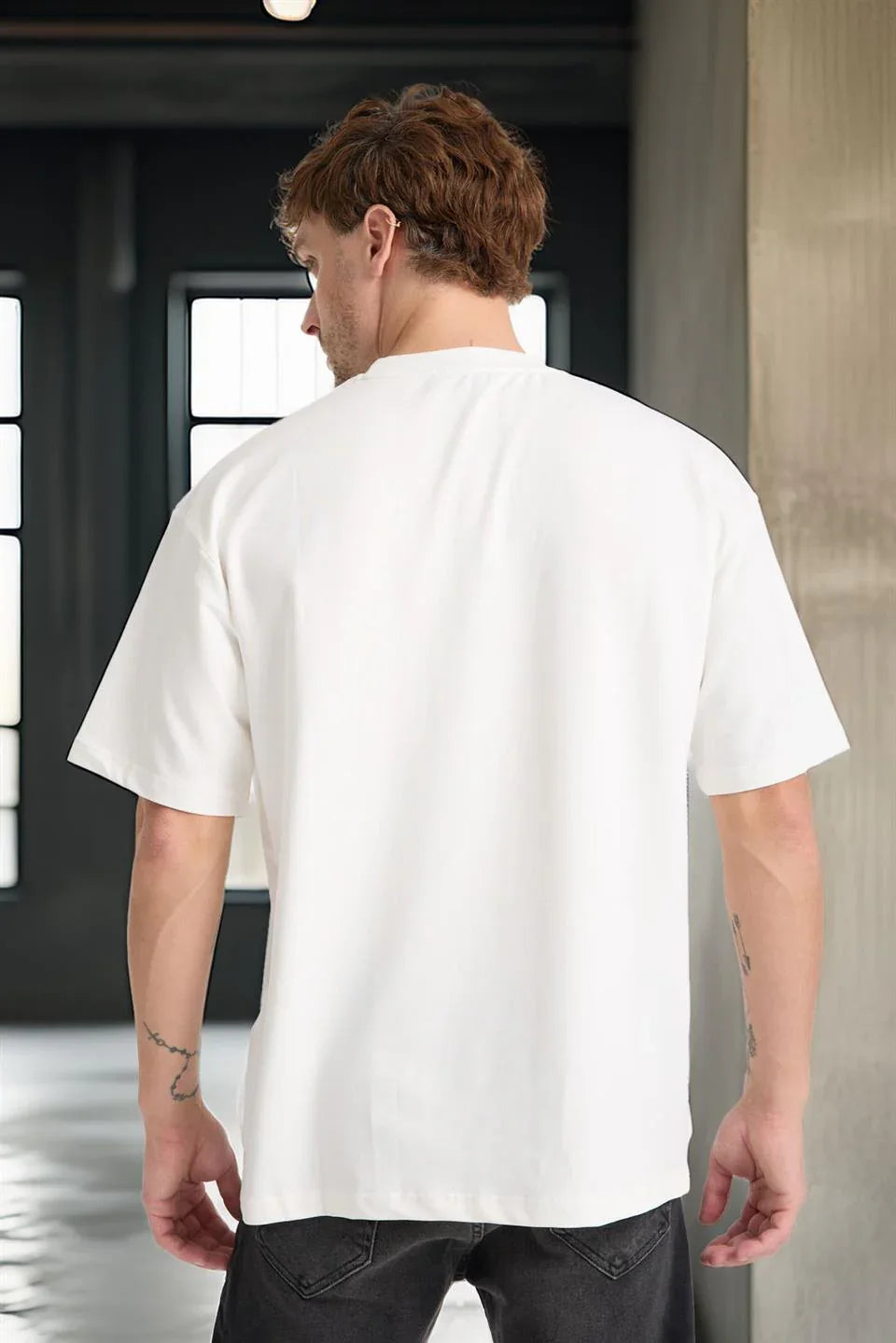 T-shirt homme oversize en coton col rond basique - Justyol