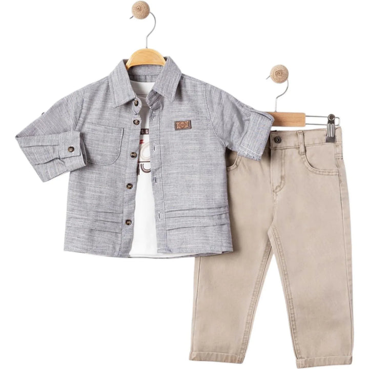 Ensemble 6017 2/5 Ans – Tenue Trois Pièces pour Garçon avec Chemise Meublée