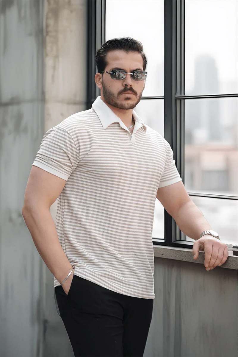 polo homme à rayures tricotées confortable