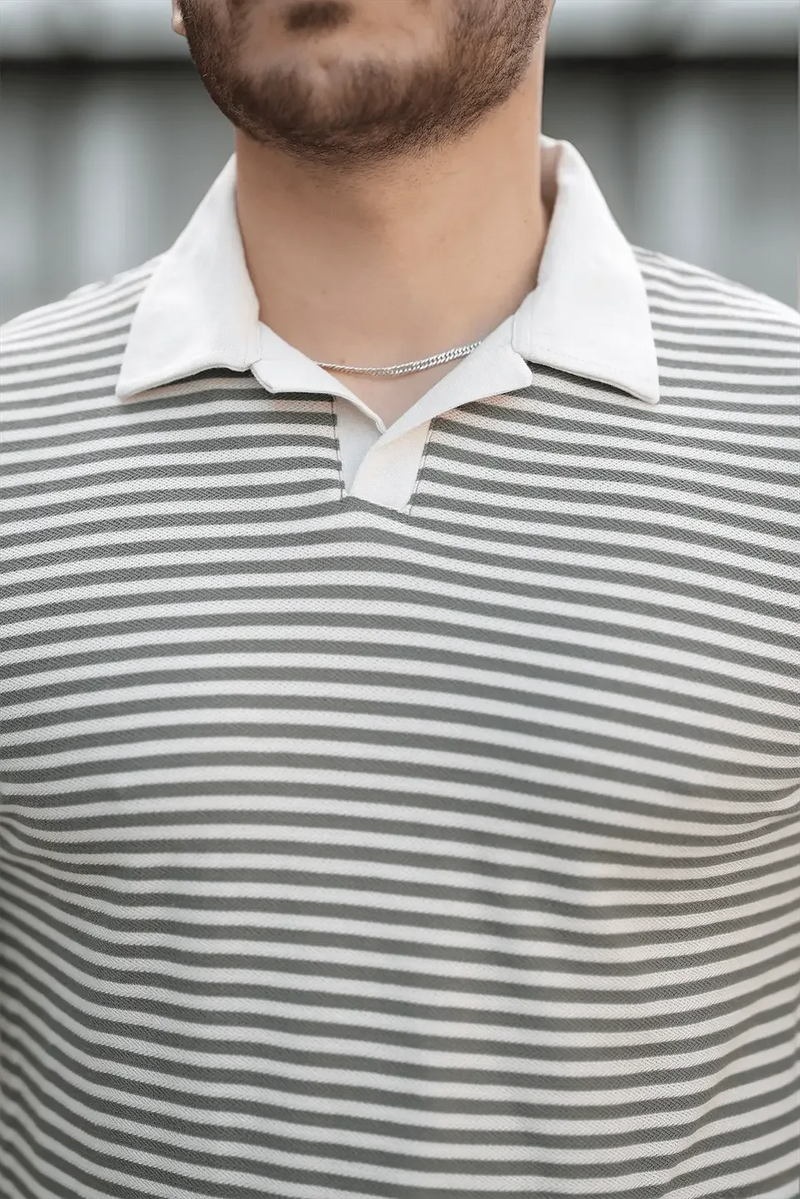 polo homme à rayures tricotées confortable