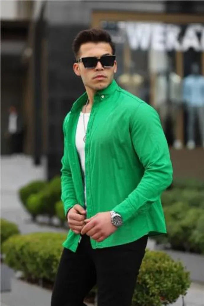 Chemise homme en coton lin froissé manches longues - Justyol