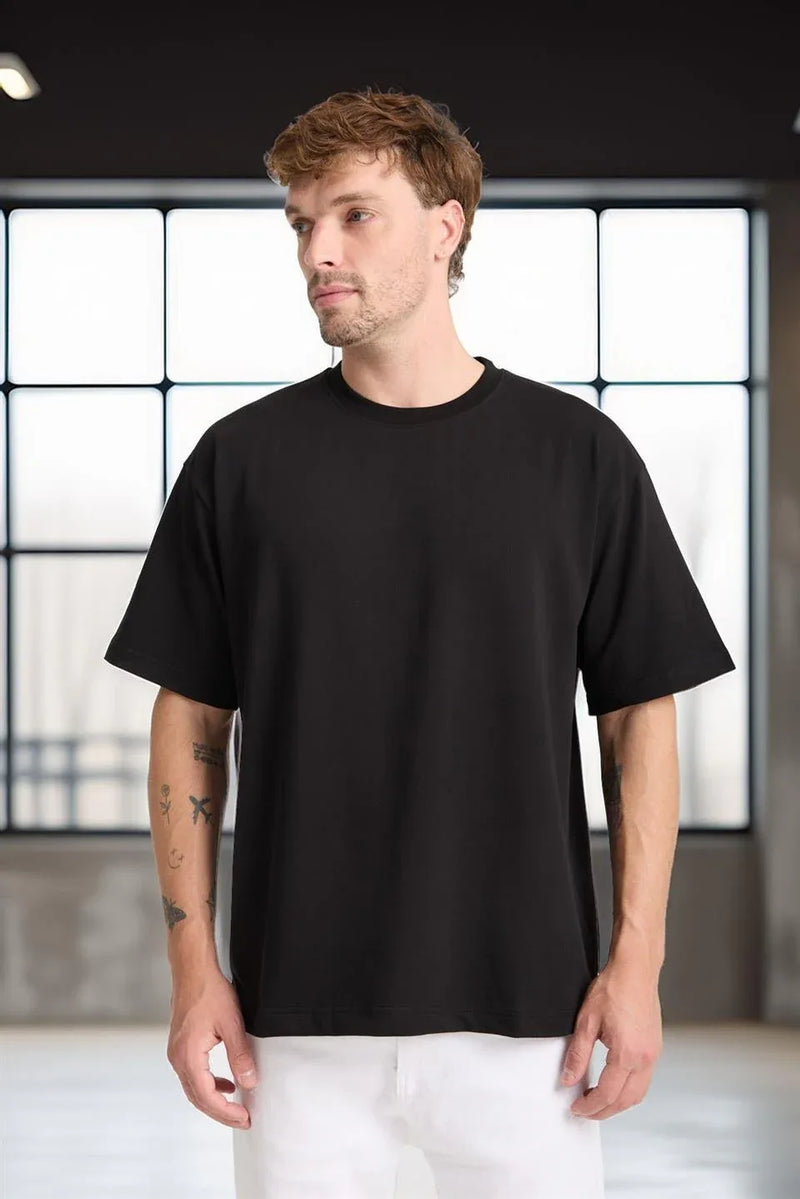 T-shirt homme oversize en coton col rond basique