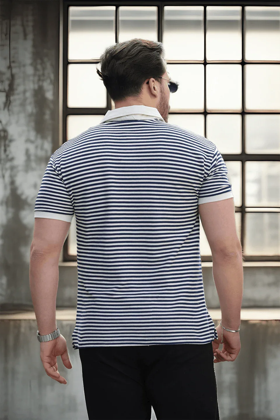 polo homme à rayures tricotées confortable - Justyol