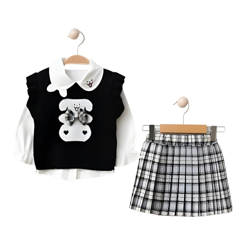 Ensemble tricoté avec broderie de nounours