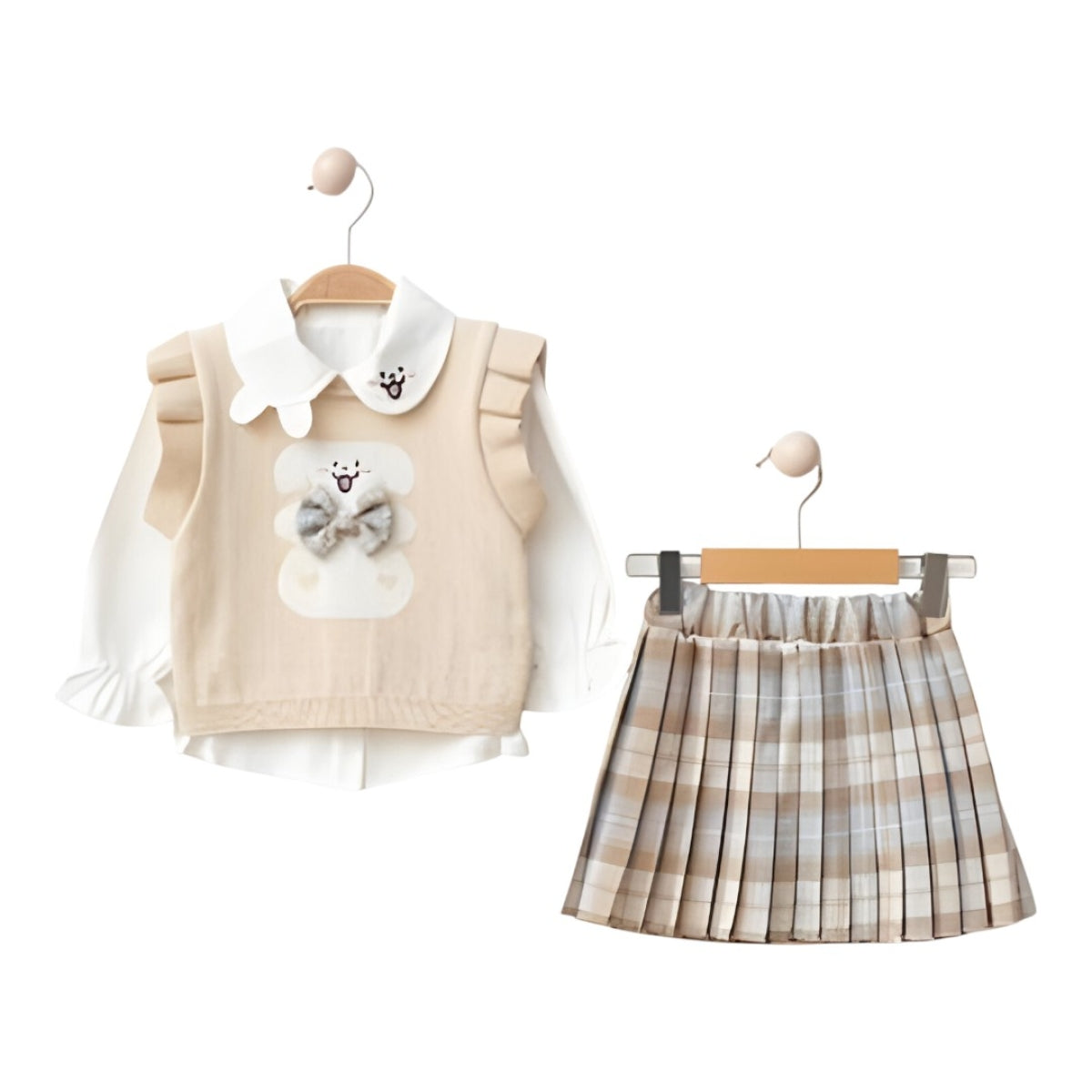 Ensemble tricoté avec broderie de nounours