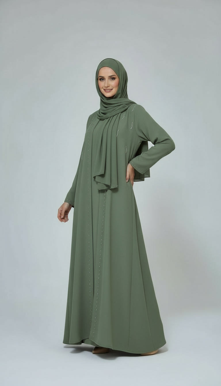 Abaya perlée signature – Élégance qui illumine