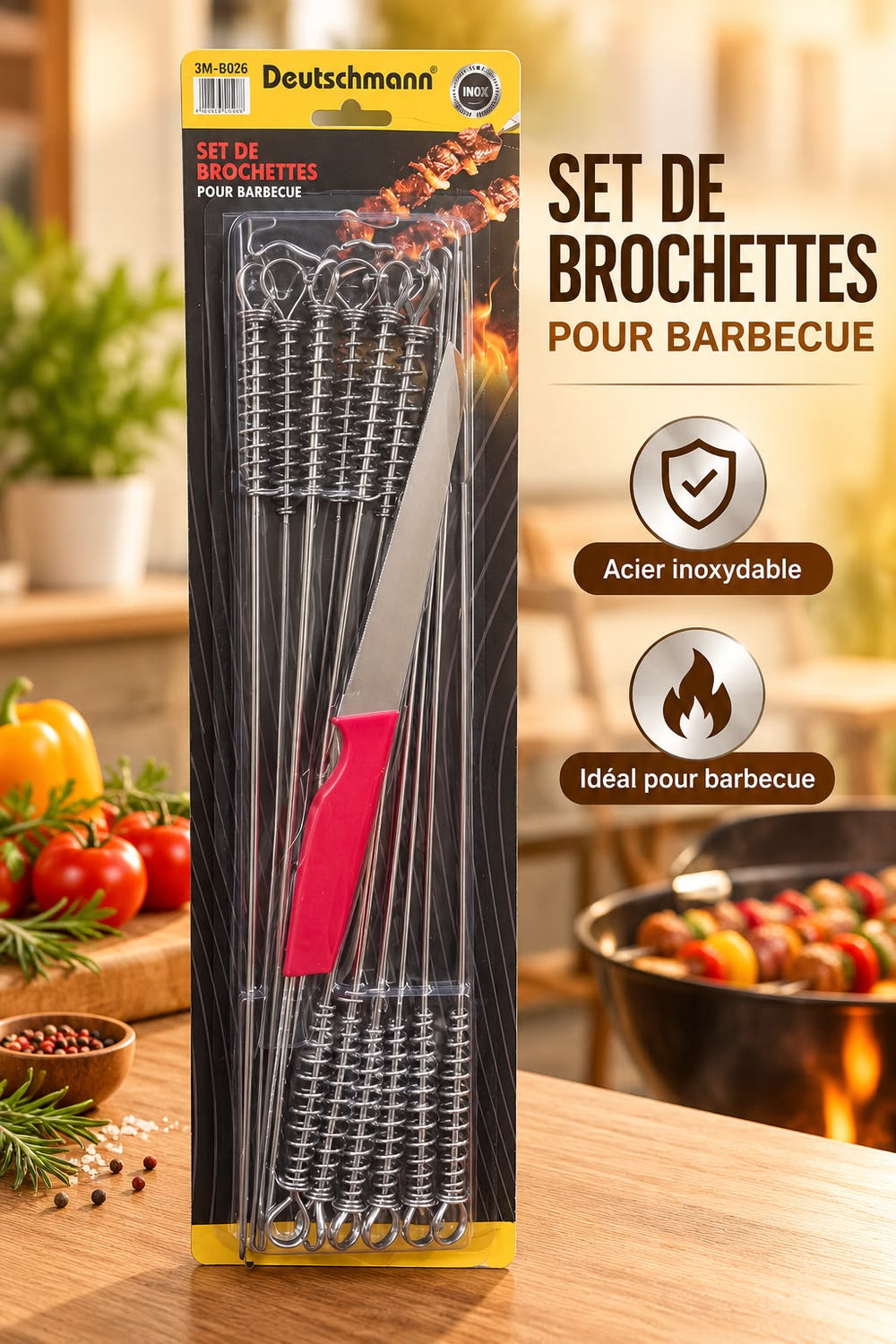 12 BROCHETTE INOX DEUTCHMAN+