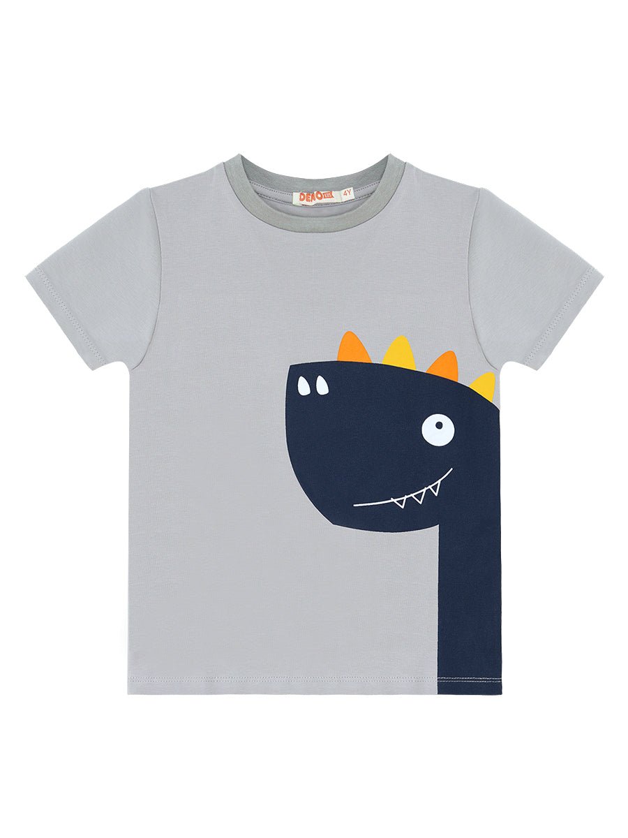 fermuar dino erkek çocuk t-shirt kapri şort takim - Justyol