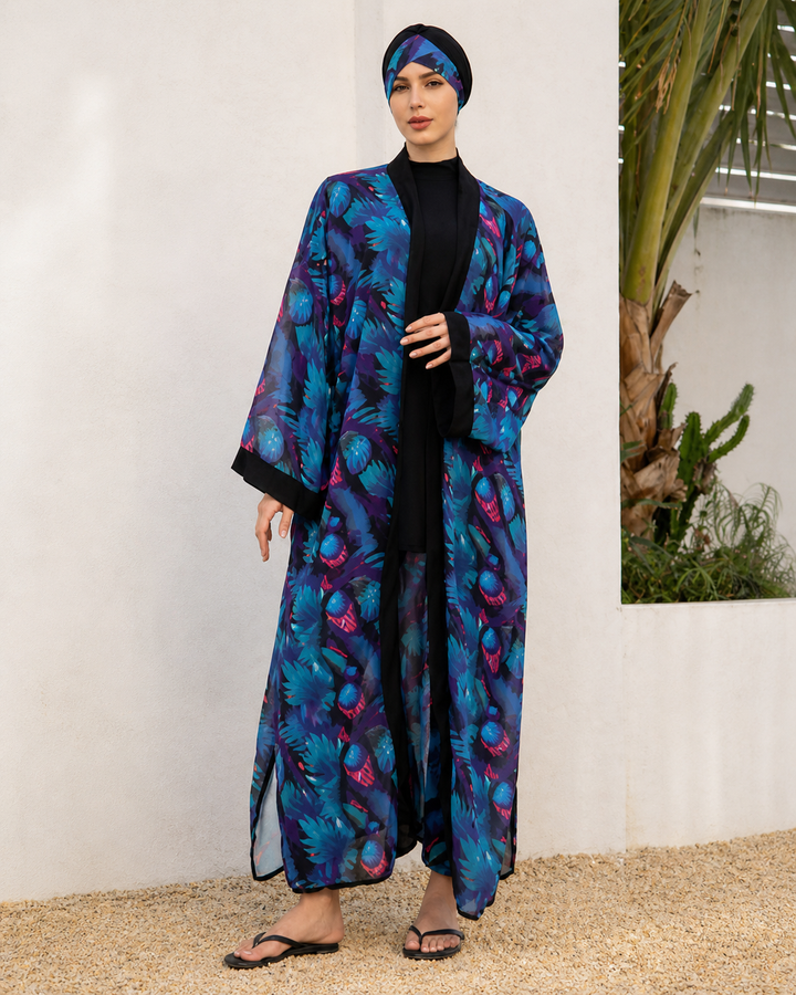 Ensemble Plage Femme 4 Pièces Imprimé – Style Élégant et Modeste